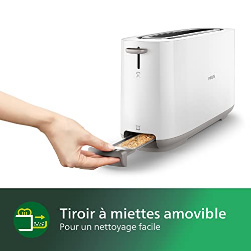 Philips-Grille-pain-Fente-Grande-8-Rglages-Rchauffe-Viennoiseries-Dconglation-Parois-Froides-Surlvation-Arrt-Automatique-Blanc-HD259000-0-2
