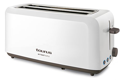 Taurus-Mytoast-Duplo-Grille-pain-1450W-2-fentes-Extra-larges-3-fonctions-7-niveaux-de-brunissage-Ramasse-miettes-Blanc-0