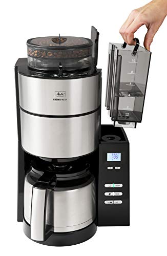 Melitta-AromaFresh-Therm-1021-12-Cafetire-Filtre-avec-Broyeur--Grains-Intgr-Verseuse-Isotherme-Fonction-Programmable-10-Tasses-NoirAcier-Bross-0-0