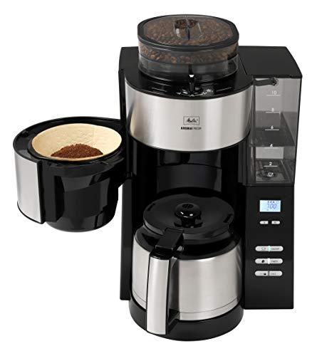 Melitta-AromaFresh-Therm-1021-12-Cafetire-Filtre-avec-Broyeur--Grains-Intgr-Verseuse-Isotherme-Fonction-Programmable-10-Tasses-NoirAcier-Bross-0-2