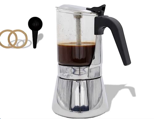 HO2-HOME-PARIS-Cafetire-Italienne-6-Tasses-360mL--Machine--Caf-Moka-en-Verre-Inox--Compatible-avec-Plaques-InductionGazCramiquelectrique--Cuillre--Caf-et-Joints-en-Silicone-OFFERTS-0