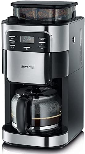 SEVERIN-Cafetire-Programmable-Avec-Broyeur-1-000W-Jusqu-10-tasses-Degr-de-Mouture-et-Arme-Rglables-InoxNoir-KA-4810-0-0