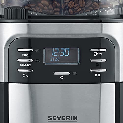 SEVERIN-Cafetire-Programmable-Avec-Broyeur-1-000W-Jusqu-10-tasses-Degr-de-Mouture-et-Arme-Rglables-InoxNoir-KA-4810-0-2