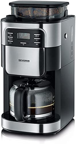 SEVERIN-Cafetire-Programmable-Avec-Broyeur-1-000W-Jusqu-10-tasses-Degr-de-Mouture-et-Arme-Rglables-InoxNoir-KA-4810-0