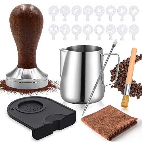 IGUGI-Presse-a-Cafe-en-Acier-Inoxydable-51mmTamper-a-Cafe-avec-Pot-a-Lait350mlStylo-a-CafeTamper-Set-Espresso-TamperTampon-a-expressoTampon-a-CafeTasseur-Presse-a-Cafe-en-INOX-0