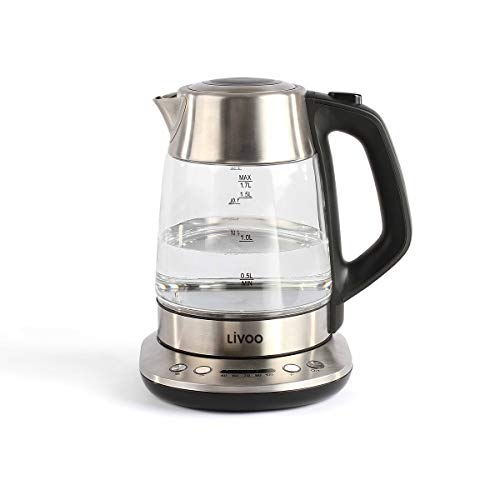 LIVOO-DOD165-Theiere-Bouilloire-Electrique-en-Verre-Capacite-17-L-Thermostat-de-40-a-100C-Maintien-au-chaud-Arret-Automatique-2200W-0-0