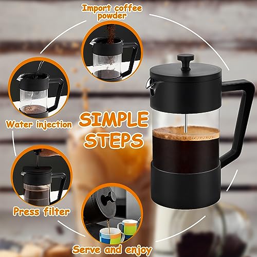 POWZOO-Cafetiere-a-Piston-French-Press-1000-ml-5-TassesCarafe-Francaise-pour-Cafe-Filtreverre-borosilicate-resistant-a-la-chaleur-Triple-Filtres-en-acier-inoxydableCafetieretheiere-Noir-0-1