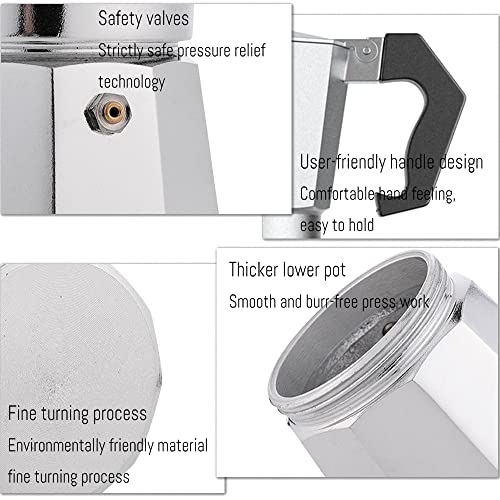 FainFun-Moka-Pot-Cafetiere-Italienne-6-Tasses-Cafetieres-Italiennes-Espresso-Cafetiere-Moka-Italienne-pour-Plaques-Gaz-et-Vitroceramiques-300ml-Aluminium-Argent-0-2