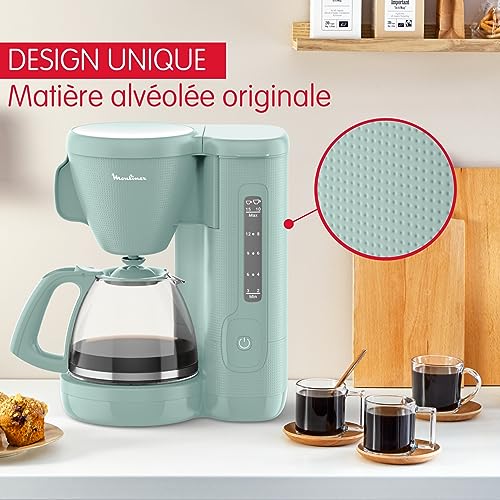 Moulinex-Cafetiere-filtre-125-L-Filtre-permanent-Grand-reservoir-deau-frontal-Porte-filtre-pivotant-Poignee-large-Systeme-anti-gouttes-Maintien-au-chaud-Couleur-Eucalyptus-Morning-FG2M1310-0-1