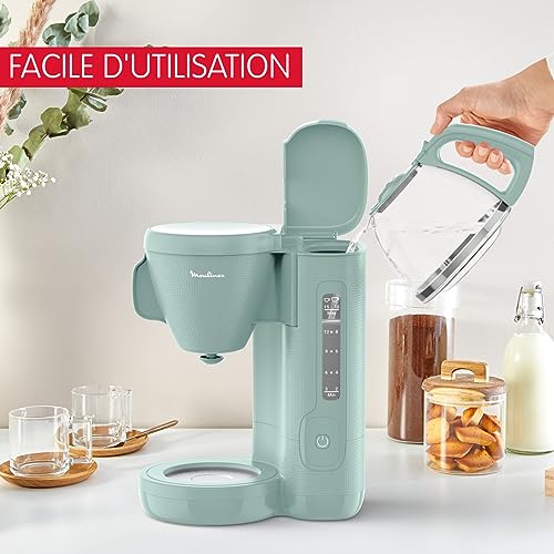 Moulinex-Cafetiere-filtre-125-L-Filtre-permanent-Grand-reservoir-deau-frontal-Porte-filtre-pivotant-Poignee-large-Systeme-anti-gouttes-Maintien-au-chaud-Couleur-Eucalyptus-Morning-FG2M1310-0-2