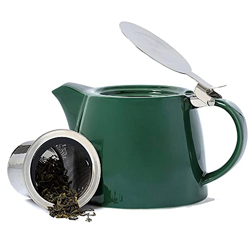 VAHDAM-Theiere-Porcelaine-Lueur-500-Ml169-Oz-Theiere-Artisanale-Vert-Fonce-Acier-Inoxydable-188-De-Haute-Qualite-Infuseur-The-Vrac-A-Mailles-Fines-Pour-3-Tasses-Belle-Theiere-Avec-Infuseur-0
