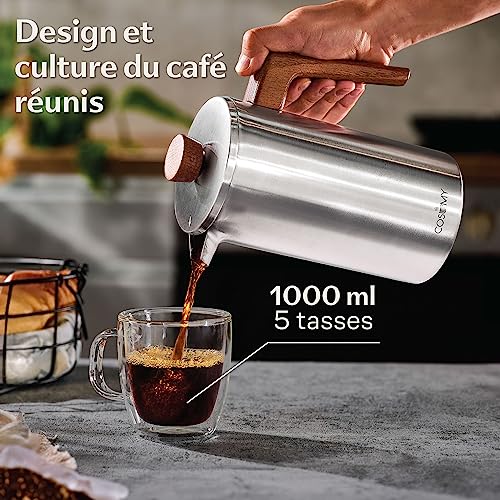 Cafetiere-a-Piston-Inox-1l-pour-5-Tasses-Double-Paroi-Isolante-Garde-le-cafe-chaud-Acier-Inoxydable-et-Bois-de-chene-FSC-0-0