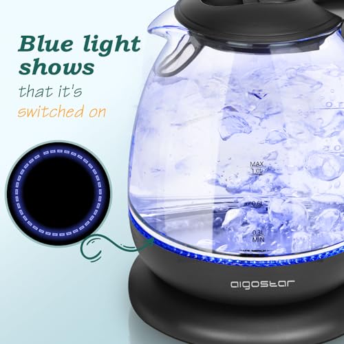 Aigostar-Elfin-Bouilloire-electrique-Mini-Bouilloire-en-Verre-borosilicate-avec-illumination-LED-2200W-capacite-de-1L-sans-BPA-Ebullition-rapide-protection-contre-lebullition-a-vide-Noire-0-1