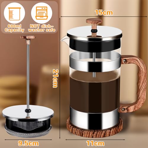 GUHAOOL-Cafetiere-a-Piston-1000ML-Francais-Presse-Cafe-en-Verre-Cafetiere-a-Presse-Francaise-Verre-Resistant-a-La-Chaleur-Avec-Boitier-en-Acier-Inoxydable-et-Filtrants-Faciles-a-Nettoyer-0-0