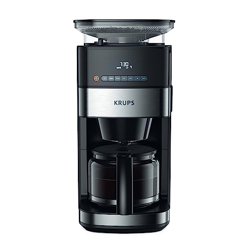 Krups-Programmable-Filter-Coffee-Maker-Integrated-Automatic-Bean-Grinder-Grain-or-Ground-Coffee-10-Cups-125L-Automatic-Shutdown-Digital-Screen-Easy-to-Clean-Grind-Aroma-KM832810-0-0