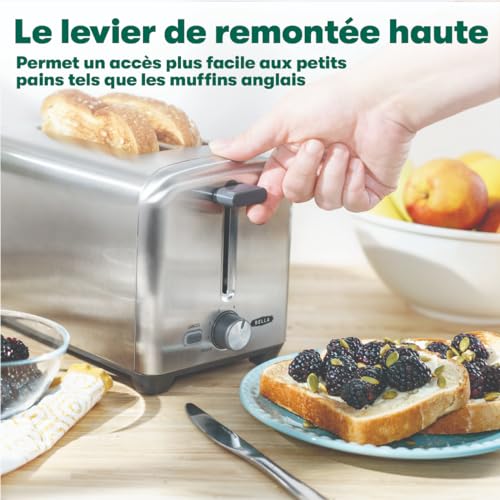 BELLA-Grille-pain-2-tranches-avec-fentes-extra-larges-et-tiroir-ramasse-miettes-amovible-6-reglages-de-dorage-fonctions-darret-automatique-et-de-rechauffage-pour-griller-pain-bagels-et-gaufres-0-2