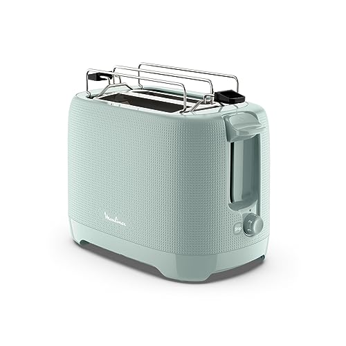 Moulinex-Grille-pain-2-fentes-7-niveaux-de-dorage-Rechauffe-viennoiseries-Fentes-extra-larges-Poignee-de-surelevation-Tiroir-ramasse-miettes-amovible-Couleur-Eucalyptus-Morning-LT2M1310-0