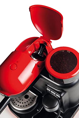 Ariete-1318-Machine-Expresso-avec-Moulin-a-Cafe-Integre-Moderne-pour-Cafe-en-Grains-et-en-Poudre-Mousseur-a-Lait-Filtre-1-et-2-Tasses-1080-W-800-CubcCentimeters-15-Rouge-0-0