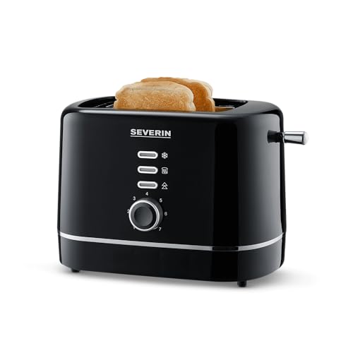 SEVERIN-Grille-pain-automatique-850-W-Toaster-compact-2-fentes-jusqua-2-tranches-Grille-pain-electrique-avec-reglage-du-degre-de-brunissage-fonction-decongelation-Noir-AT-4321-0
