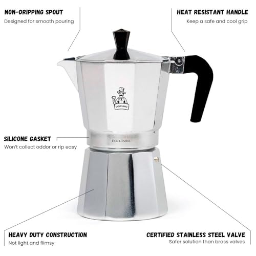 Dolciano-Cafetiere-Italienne-6-Tasses-Moka-Traditionnelle-en-Aluminium-Cafetiere-Italienne-Inox-pour-Plaques-a-Gaz-et-Electriques-Filtre-Amovible-et-Soupape-de-Securite-0-1