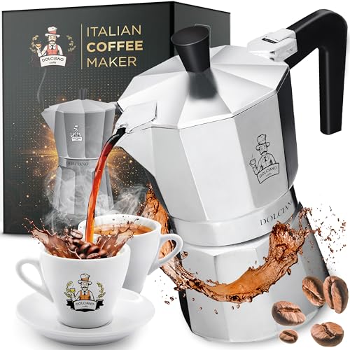 Dolciano-Cafetiere-Italienne-6-Tasses-Moka-Traditionnelle-en-Aluminium-Cafetiere-Italienne-Inox-pour-Plaques-a-Gaz-et-Electriques-Filtre-Amovible-et-Soupape-de-Securite-0