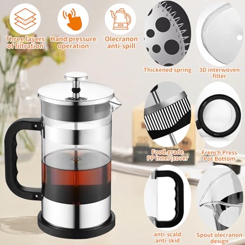 UCAMP-Cafetiere-A-Piston1000ml-Francais-Presse-Cafe-En-VerrePresse-A-Cafe-En-VerreCafetiere-A-Presse-FrancaiseTriple-Filtres-En-Acier-InoxydablePour-Cafe-Ou-TheEn-Voyage-Et-En-Cadeau-0-2