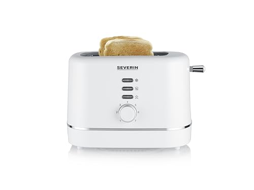 SEVERIN-Grille-pain-automatique-850-W-Toaster-compact-2-fentes-jusqua-2-tranches-Grille-pain-electrique-avec-reglage-du-degre-de-brunissage-fonction-decongelation-Blanc-KA-4324-0