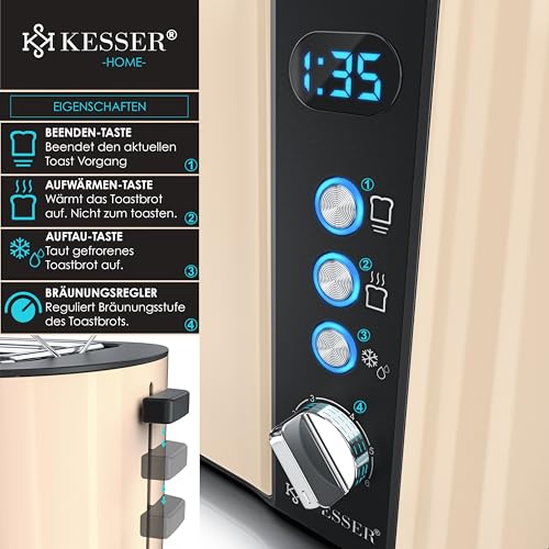 KESSER-Grille-pain-avec-Support-a-Petits-Pains-et-6-Niveaux-de-Brunissage-Rechauffage-Arret-Automatique-Fonction-Lift-avec-Plateau-Ramasse-Miettes-et-Livre-de-Recettes-NoirBeige-0-0