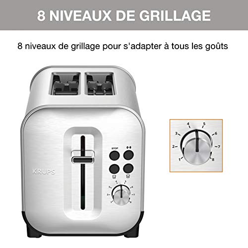 Krups-Grille-pain-2-fentes-larges-Inox-brosse-premium-8-reglages-temperature-Remontee-extra-haute-Tiroir-ramasse-miettes-Excellence-KH682D10-0-1