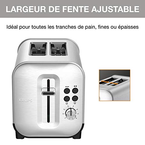 Krups-Grille-pain-2-fentes-larges-Inox-brosse-premium-8-reglages-temperature-Remontee-extra-haute-Tiroir-ramasse-miettes-Excellence-KH682D10-0-2
