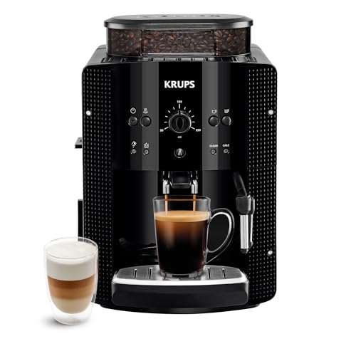 Krups-Machine-a-cafe-grain-17-L-2-tasses-en-simultane-Nettoyage-automatique-Buse-vapeur-pour-Cappuccino-Cafetiere-espresso-Essential-noire-YY8125FD-0