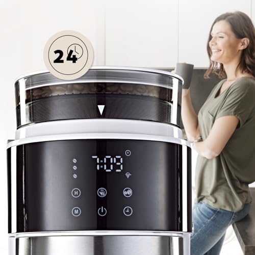 Barista-Machine-a-cafe-blanche-avec-ecran-tactile-digital-800W-broyeur-integre-et-carafe-isotherme-Cafetiere-filtre-avec-moulin-a-cafe-et-verseuse-thermique-0-2