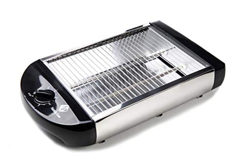 Family-Care-Grille-Pain-Plat-Grille-Pain-horizontal-Grille-Pain-Noir-600-W-6-Niveaux-de-Temperature-Ramasse-miettes-Amovible-Corps-en-Acier-Inoxydable-Nettoyage-Facile-0