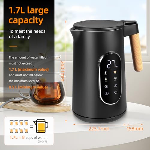 Carehabi-Bouilloire-Electrique-Temperature-Reglable-17L-Bouilloire-Electrique-Inox-Grand-Ecran-Numerique-40-100C-Protection-Anti-ebullition-Noire-0-0